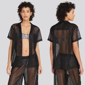 NWOT Solid & Striped The Dahlia Top Mesh Button Down Cover Up Black Size Small